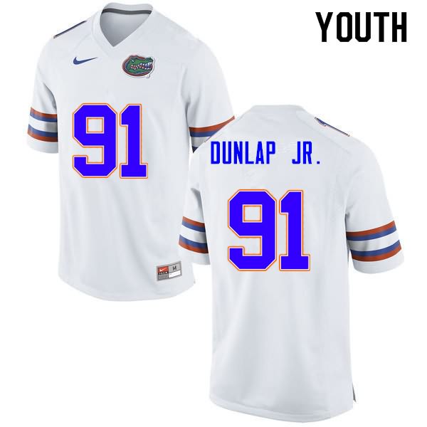 Youth NCAA Florida Gators Marlon Dunlap Jr. #91 Stitched Authentic Nike White College Football Jersey IFR5365LK